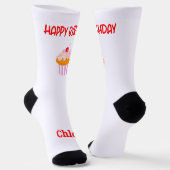 Happy Birthday Cupcake Personalisiert mit Name Socken (Gewinkelt)