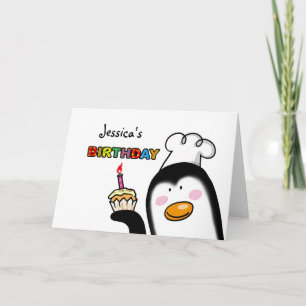 Happy Birthday cupcake Pinguin Koch Karte