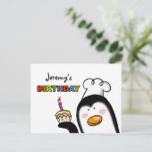 Happy Birthday cupcake Pinguin Koch Postkarte (Stehend Vorderseite)