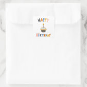 Happy Birthday Cupcake Quadratischer Aufkleber (Tasche)