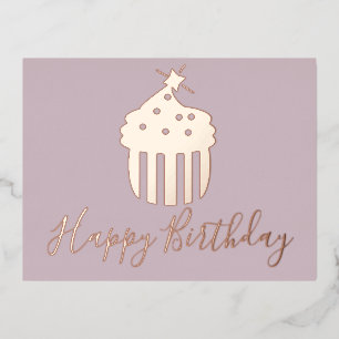 Happy Birthday Cupcake  Rosa Hauch Folien Feiertagspostkarte