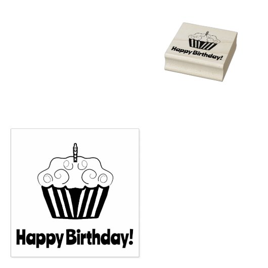 Happy Birthday Cupcake Rubber Briefmarke Gummistempel (Stempel)