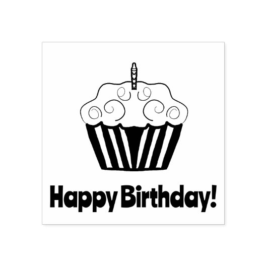 Happy Birthday Cupcake Rubber Briefmarke Gummistempel (Prägung)