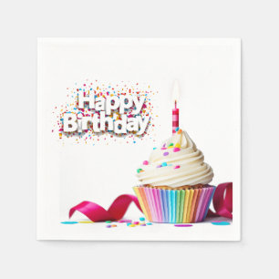 Happy Birthday Cupcake Serviette