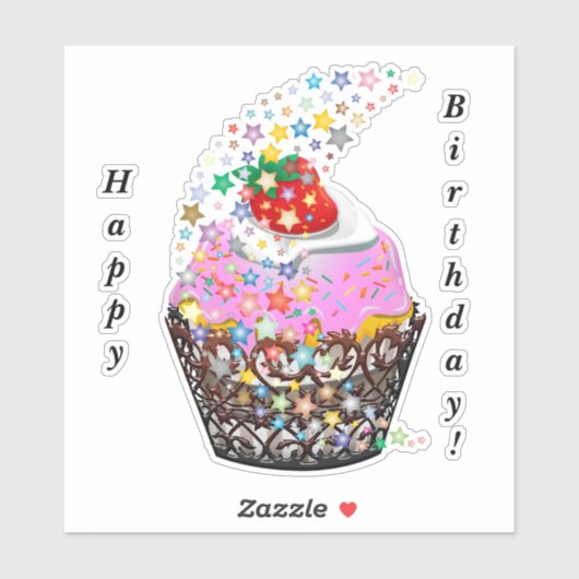 Happy Birthday Cupcake Sticker (Blatt)