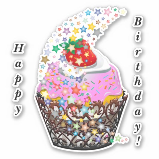 Happy Birthday Cupcake Sticker (Vorderseite)