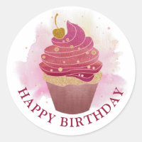 Happy Birthday Cupcake Sticker