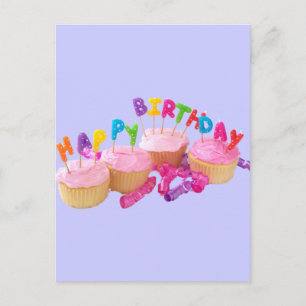 Happy Birthday Cupcake und Candles Postkarte
