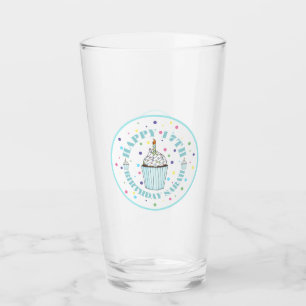 Happy Birthday Cupcake w/Candle Gastgeschenk Glas