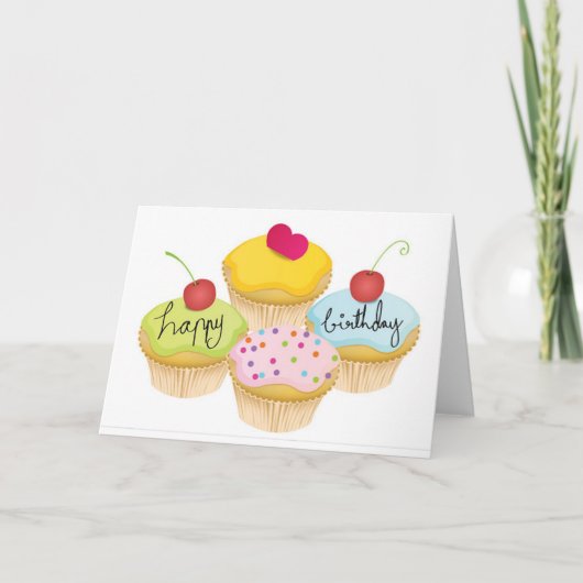 Happy Birthday Cupcakes Card Karte (Vorderseite)