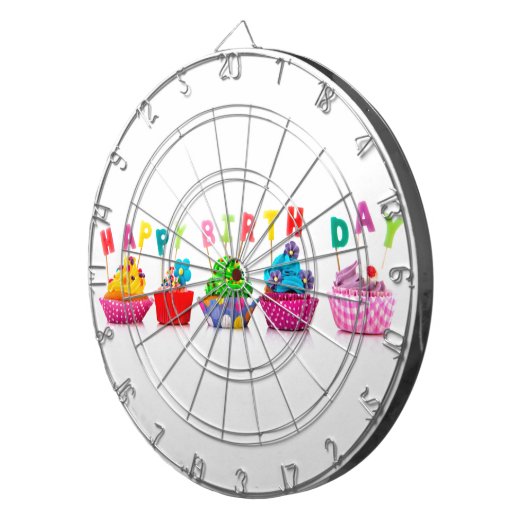 Happy Birthday Cupcakes Dartscheibe (Vorderseite rechts)