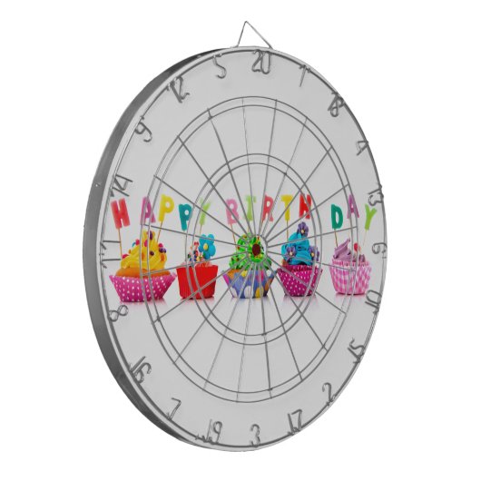 Happy Birthday Cupcakes Dartscheibe (Vorderseite Links)