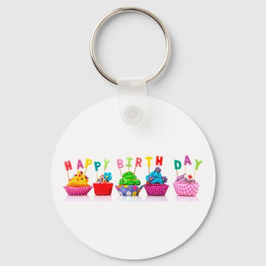 Happy Birthday Cupcakes - Keychain Schlüsselanhänger (Vorderseite)