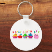 Happy Birthday Cupcakes - Keychain Schlüsselanhänger (Vorderseite)