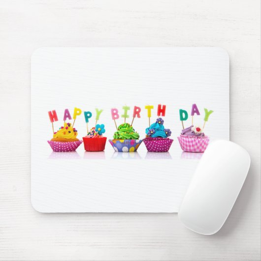 Happy Birthday Cupcakes Mousepad (Mit Mouse)