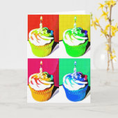 Happy Birthday Cupcakes Pop Art Grußkarte Karte (Gelbe Blume)
