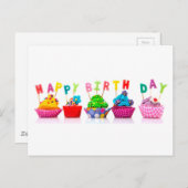 Happy Birthday Cupcakes Postkarte (Vorne/Hinten)