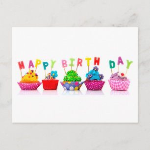 Happy Birthday Cupcakes Postkarte