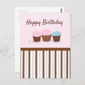 Happy Birthday Cupcakes Postkarte (Vorne/Hinten)