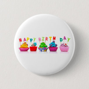 Happy Birthday Cupcakes - Schaltfläche Button