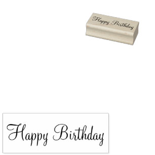 Happy Birthday Cursive Script Template Gummistempel