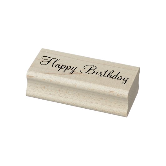 Happy Birthday Cursive Script Template Gummistempel (Stempel)