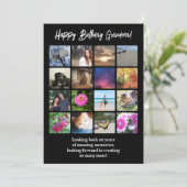 Happy Birthday Custom 16 Photo Picture Collage Karte (Stehend Vorderseite)