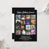 Happy Birthday Custom 16 Photo Picture Collage Karte (Vorderseite/Rückseite Beispiel)