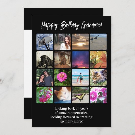 Happy Birthday Custom 16 Photo Picture Collage Karte (Vorne/Hinten)