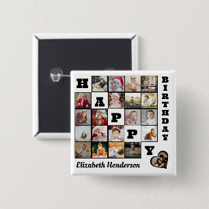 Happy Birthday Custom 21 Foto Collage Geschenk Button