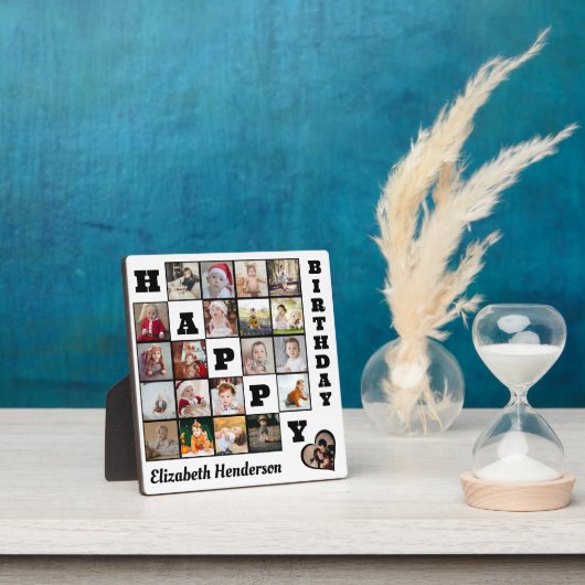 Happy Birthday Custom 21 Foto Collage Geschenk Fotoplatte (InSitu)