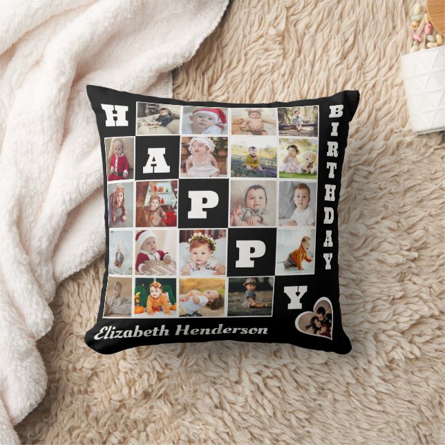 Happy Birthday Custom 21 Foto Collage Geschenk Kissen (Decke)