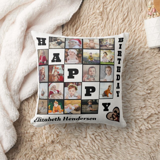Happy Birthday Custom 21 Foto Collage Geschenk Kissen (Decke)