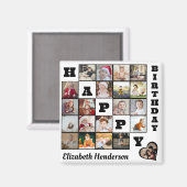 Happy Birthday Custom 21 Foto Collage Geschenk Magnet (Vorderseite/Rückseite)