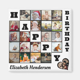Happy Birthday Custom 21 Foto Collage Geschenk Magnet