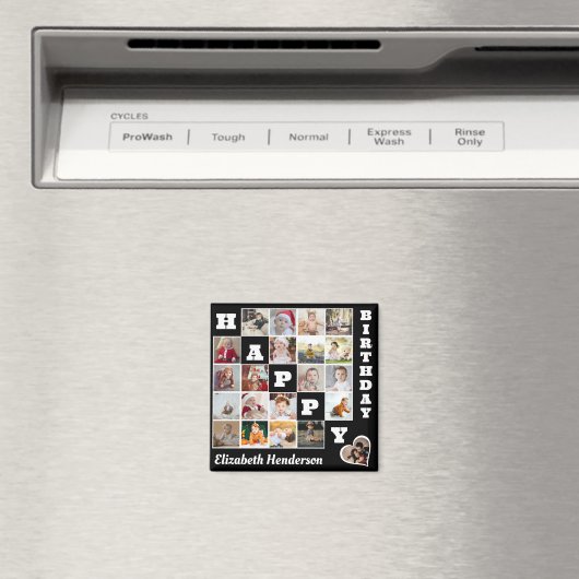 Happy Birthday Custom 21 Foto Collage Geschenk Magnet (In Situ (Geschirrspüler))