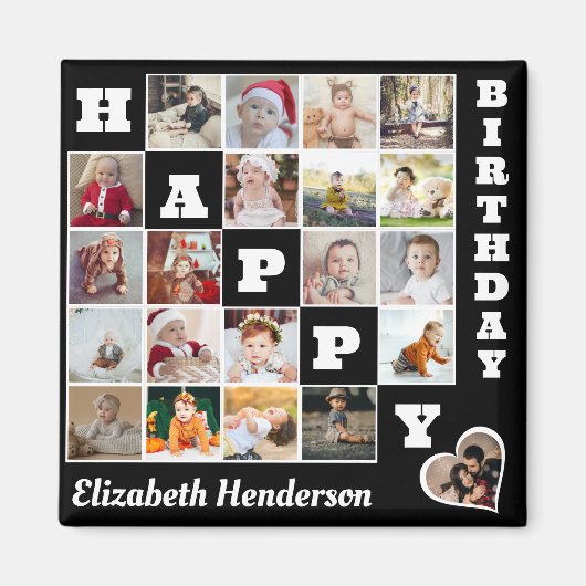 Happy Birthday Custom 21 Foto Collage Geschenk Magnet (Vorne)