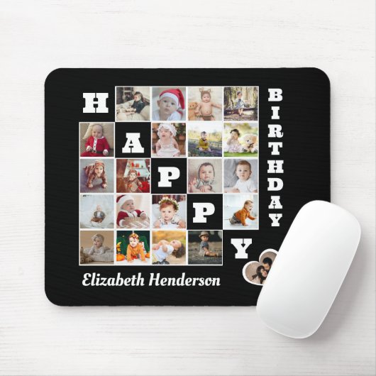Happy Birthday Custom 21 Foto Collage Geschenk Mousepad (Mit Mouse)