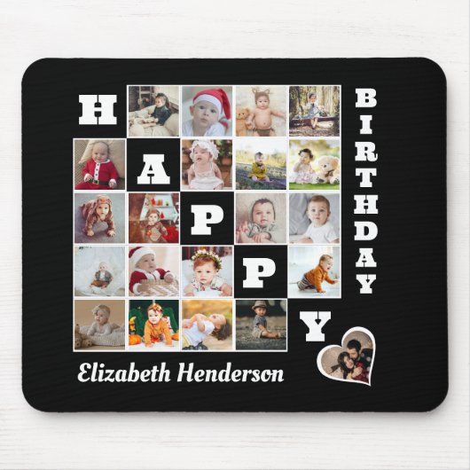 Happy Birthday Custom 21 Foto Collage Geschenk Mousepad (Vorne)