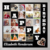 Happy Birthday Custom 21 Foto Collage Geschenk Poster (Vorne)