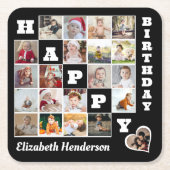Happy Birthday Custom 21 Foto Collage Geschenk Rechteckiger Pappuntersetzer (Vorderseite)