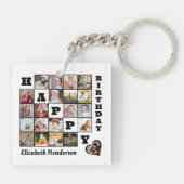 Happy Birthday Custom 21 Foto Collage Geschenk Schlüsselanhänger (Rückseite)