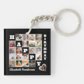 Happy Birthday Custom 21 Foto Collage Geschenk Schlüsselanhänger (Rückseite)