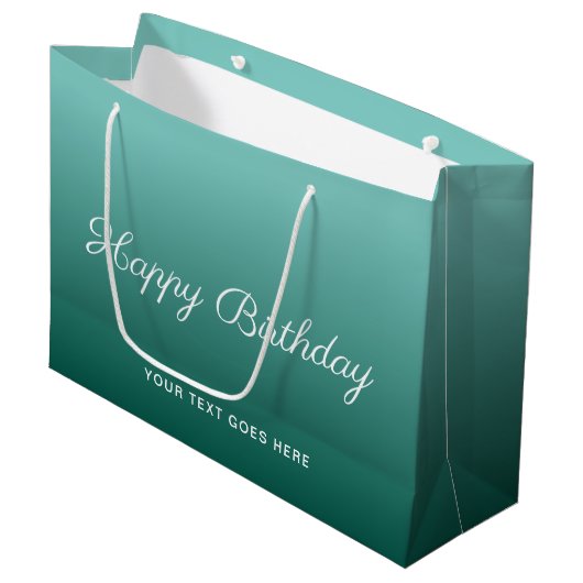 Happy Birthday Custom Aquamarin Template Calligrap Große Geschenktüte (Vorderseite Schrägansicht)