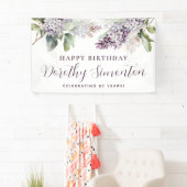 Happy Birthday Custom Banner Lila Floral 80. (Insitu)