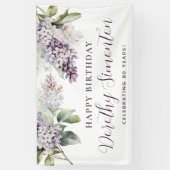 Happy Birthday Custom Banner Lila Floral 80. (Vertikal)