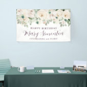 Happy Birthday Custom Banner White Floral 100.