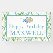 Happy Birthday Custom Banners Boy Tropical Fish Banner (Horizontal)