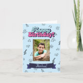 Happy Birthday Custom Blue Foto Karte (Vorderseite)
