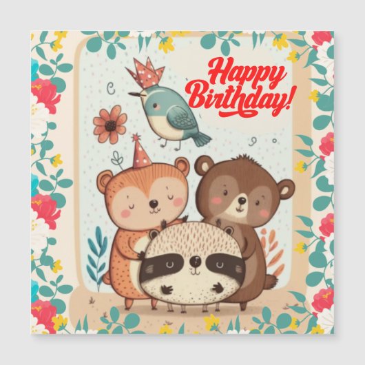 Happy Birthday Custom Card Magnetkarte (Vorderseite)